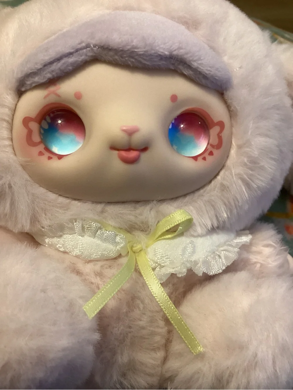 Kimmon vinyl face plush pink rabbit